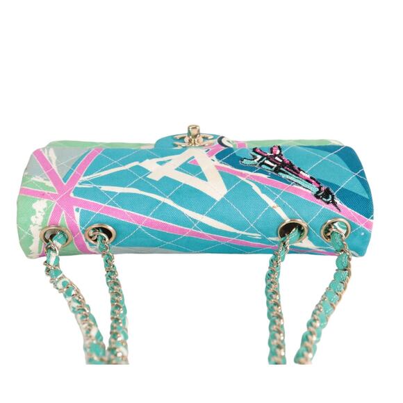 Chanel Eiffel Tower Flap Bag Vintage Paris Shoulder Purse CC Rare Quilted Canvas - Picture 12 of 16